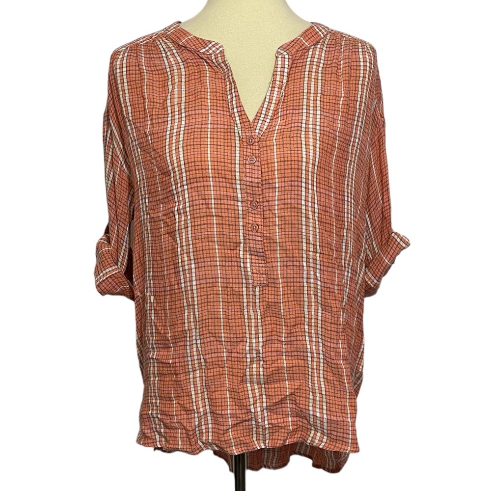 Nine West Hi-Lo Roll Tab Blouse